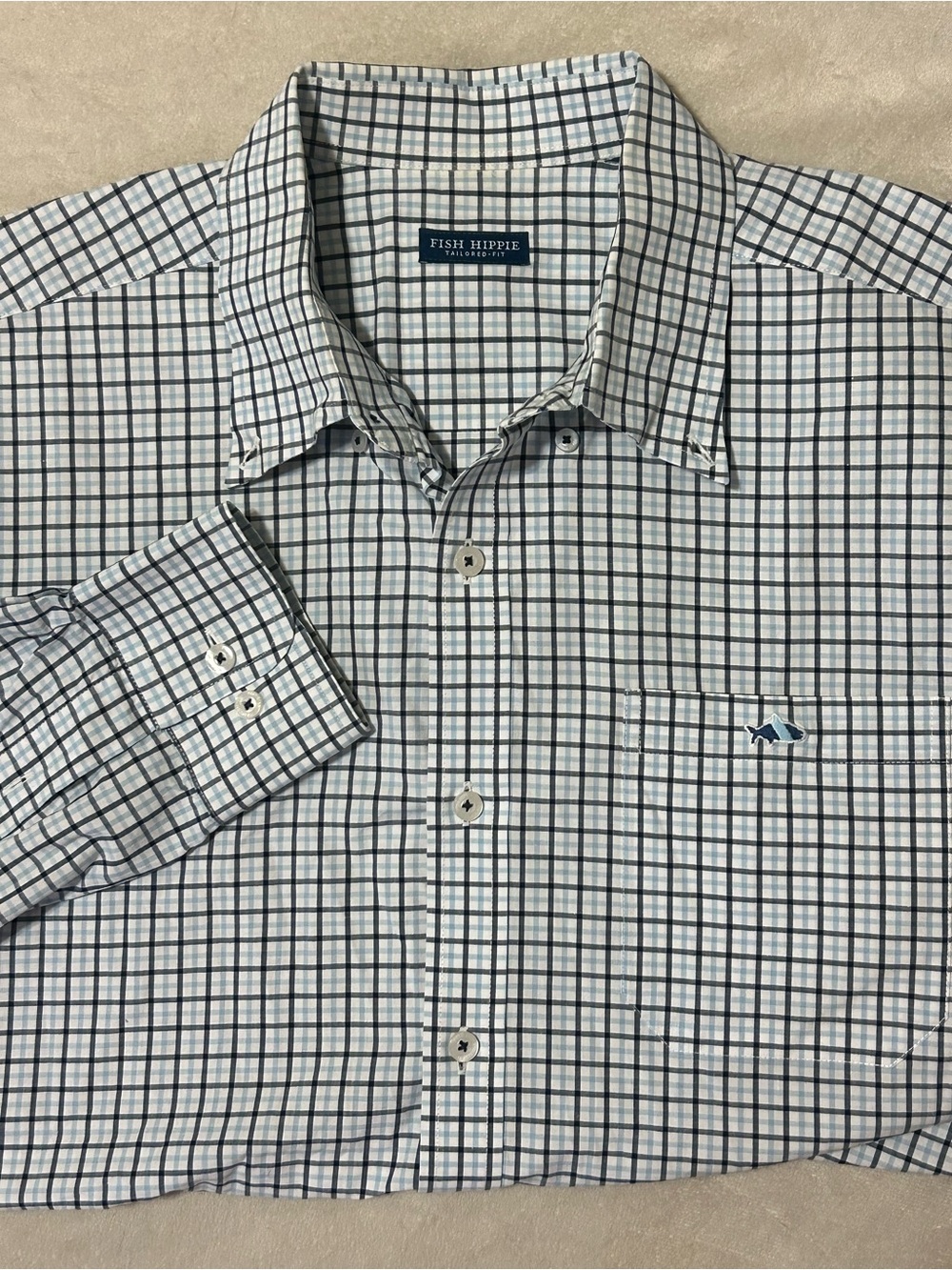 Fish Hippie Men XL Tailored Fit Plaid Button Down Shirt Long Sleeve Tattersall